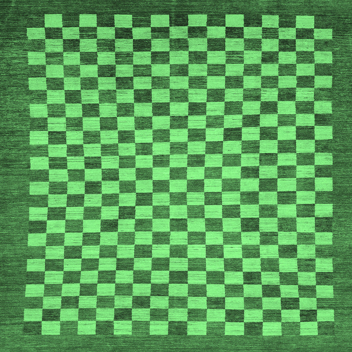 Square Machine Washable Oriental Emerald Green Modern Area Rugs, wshabs1487emgrn