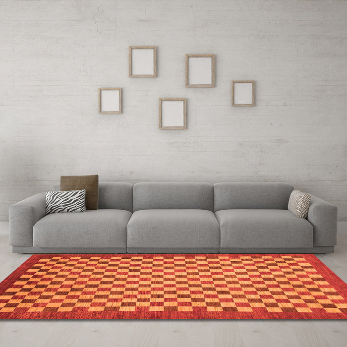 Machine Washable Oriental Orange Modern Area Rugs in a Living Room, wshabs1487org