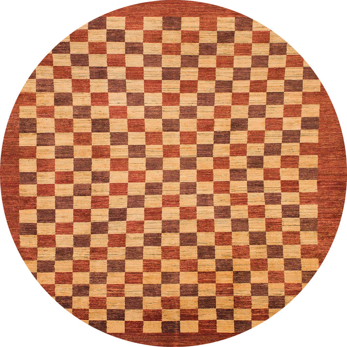 Round Abstract Orange Oriental Rug, abs1487