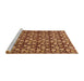 Sideview of Machine Washable Abstract Saffron Red Rug, wshabs1488