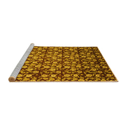 Sideview of Machine Washable Abstract Yellow Modern Rug, wshabs1488yw