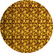 Round Machine Washable Abstract Yellow Modern Rug, wshabs1488yw