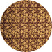 Round Machine Washable Abstract Brown Modern Rug, wshabs1488brn