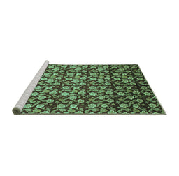 Sideview of Machine Washable Abstract Turquoise Modern Area Rugs, wshabs1488turq