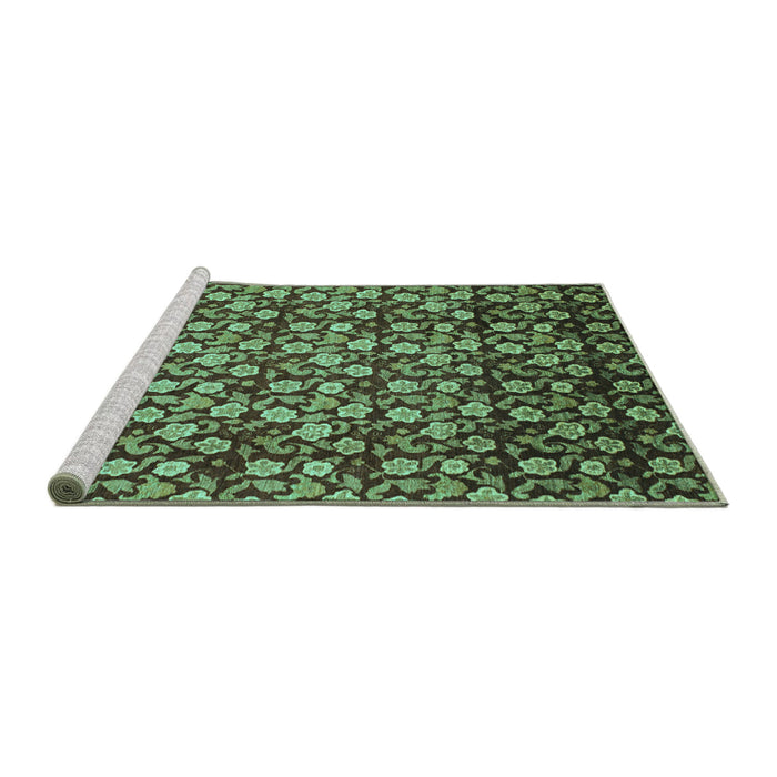 Sideview of Machine Washable Abstract Turquoise Modern Area Rugs, wshabs1488turq