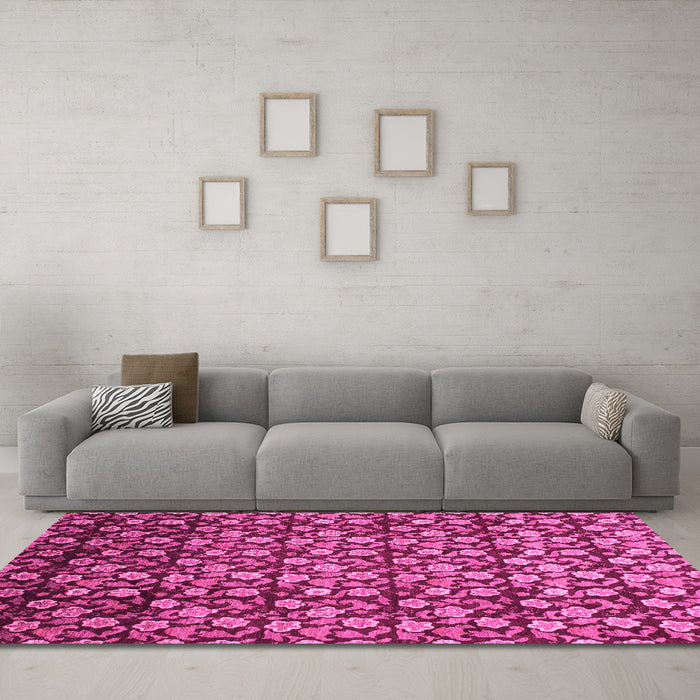 Machine Washable Abstract Pink Modern Rug in a Living Room, wshabs1488pnk