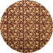 Round Abstract Saffron Red Modern Rug, abs1488