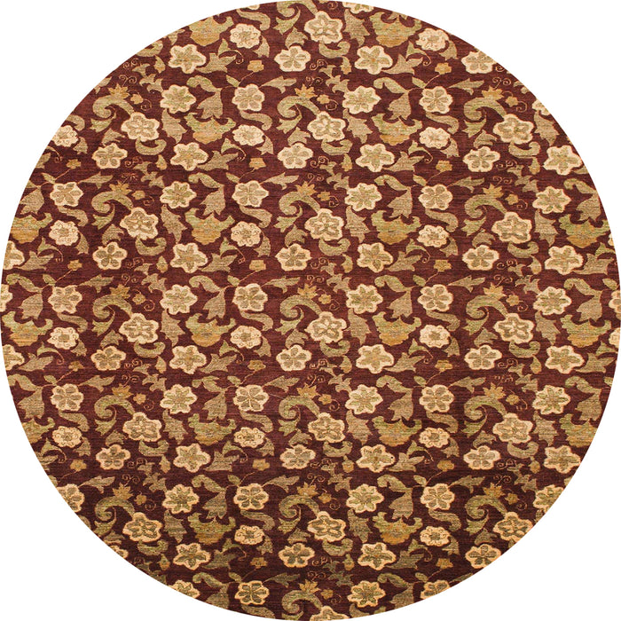 Round Machine Washable Abstract Saffron Red Rug, wshabs1488