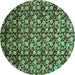 Round Abstract Turquoise Modern Rug, abs1488turq