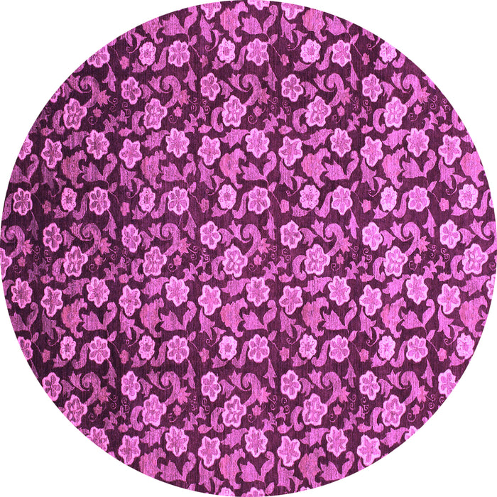 Round Machine Washable Abstract Purple Modern Area Rugs, wshabs1488pur