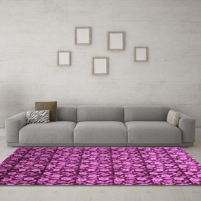 Machine Washable Abstract Purple Modern Area Rugs in a Living Room, wshabs1488pur