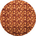 Round Machine Washable Abstract Orange Modern Area Rugs, wshabs1488org