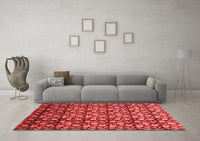 Machine Washable Abstract Red Modern Rug, wshabs1488red