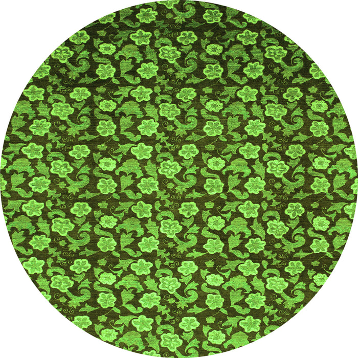 Round Abstract Green Modern Rug, abs1488grn