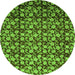 Round Abstract Green Modern Rug, abs1488grn