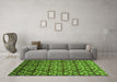 Machine Washable Abstract Green Modern Area Rugs in a Living Room,, wshabs1488grn