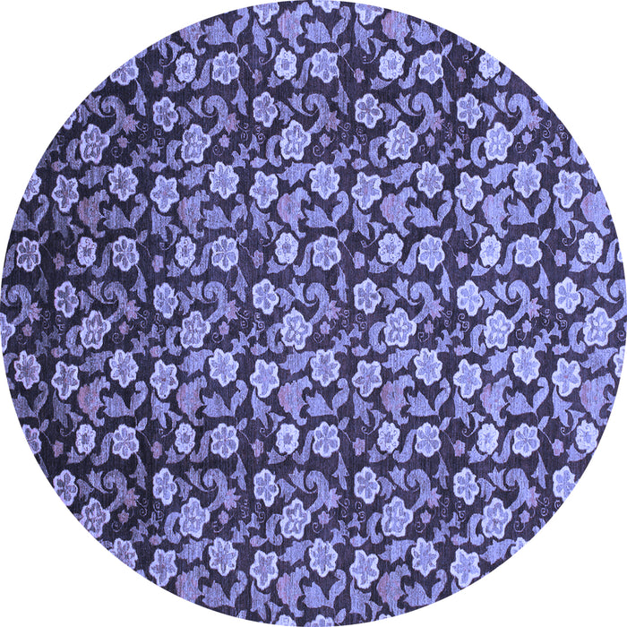 Round Abstract Blue Modern Rug, abs1488blu