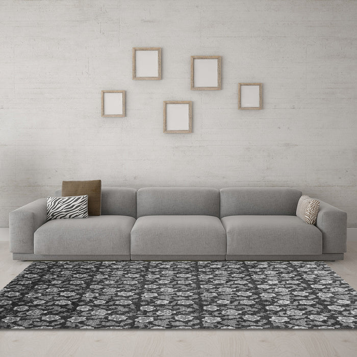 Machine Washable Abstract Gray Modern Rug in a Living Room,, wshabs1488gry