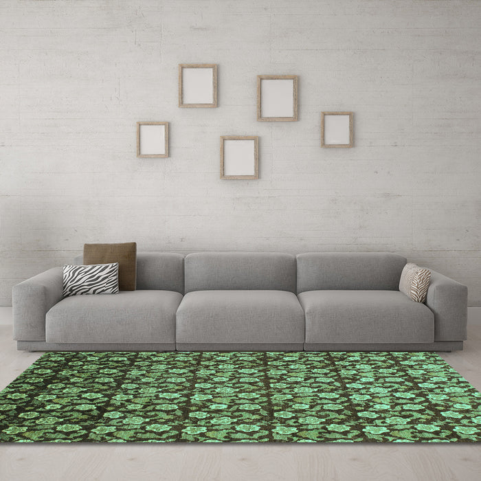 Machine Washable Abstract Turquoise Modern Area Rugs in a Living Room,, wshabs1488turq