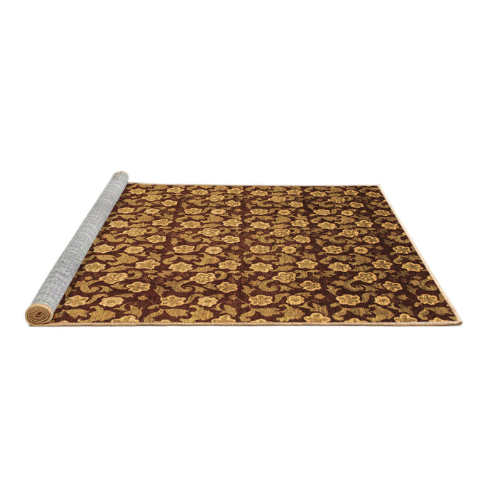 Sideview of Machine Washable Abstract Brown Modern Rug, wshabs1488brn