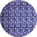 Round Machine Washable Abstract Blue Modern Rug, wshabs1488blu