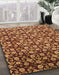 Machine Washable Abstract Saffron Red Rug in a Family Room, wshabs1488