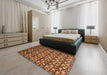 Machine Washable Abstract Saffron Red Rug in a Bedroom, wshabs1488