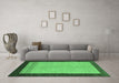 Machine Washable Abstract Emerald Green Modern Area Rugs in a Living Room,, wshabs1489emgrn