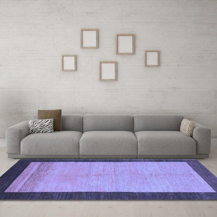 Machine Washable Abstract Blue Modern Rug in a Living Room, wshabs1489blu