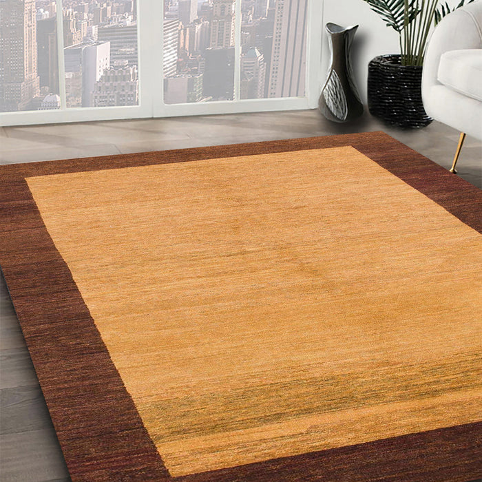 Machine Washable Abstract Dark Orange Rug in a Family Room, wshabs1489