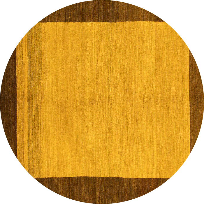 Round Machine Washable Abstract Yellow Modern Rug, wshabs1489yw