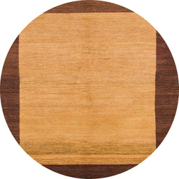 Round Machine Washable Abstract Dark Orange Rug, wshabs1489