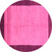 Round Machine Washable Abstract Pink Modern Rug, wshabs1489pnk