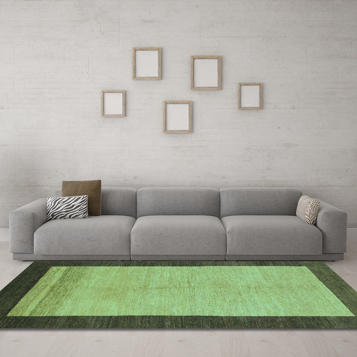 Machine Washable Abstract Turquoise Modern Area Rugs in a Living Room,, wshabs1489turq
