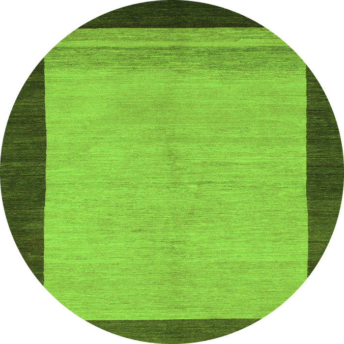Round Machine Washable Abstract Green Modern Area Rugs, wshabs1489grn
