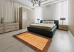 Abstract Dark Orange Modern Rug in a Bedroom, abs1489