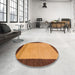 Round Abstract Dark Orange Modern Rug in a Office, abs1489