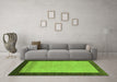 Machine Washable Abstract Green Modern Area Rugs in a Living Room,, wshabs1489grn