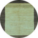 Round Abstract Light Blue Modern Rug, abs1489lblu