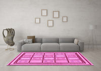 Machine Washable Abstract Pink Modern Rug, wshabs148pnk