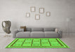 Machine Washable Abstract Green Modern Area Rugs in a Living Room,, wshabs148grn