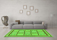 Machine Washable Abstract Green Modern Rug, wshabs148grn