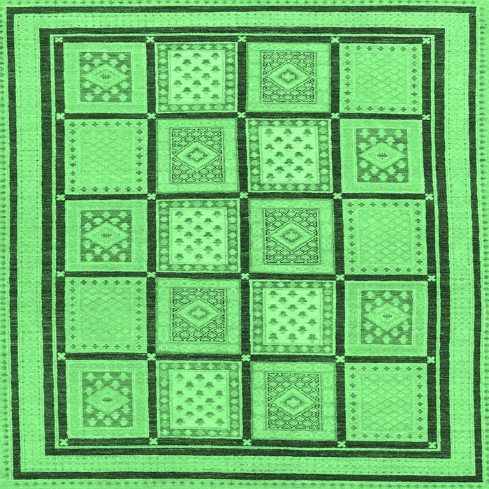 Square Machine Washable Abstract Emerald Green Modern Area Rugs, wshabs148emgrn