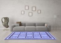 Machine Washable Abstract Blue Modern Rug, wshabs148blu