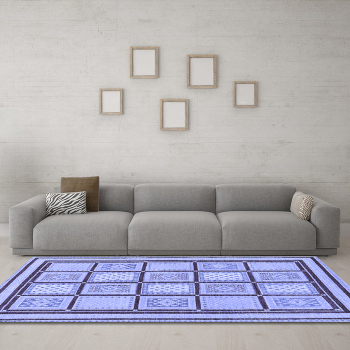 Machine Washable Abstract Blue Modern Rug in a Living Room, wshabs148blu