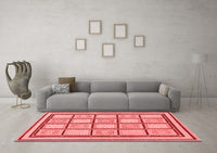 Machine Washable Abstract Red Modern Rug, wshabs148red