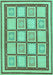 Machine Washable Abstract Turquoise Modern Area Rugs, wshabs148turq