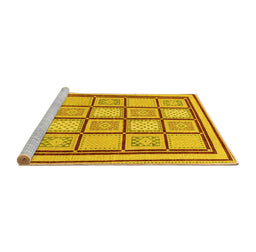 Sideview of Machine Washable Abstract Yellow Modern Rug, wshabs148yw