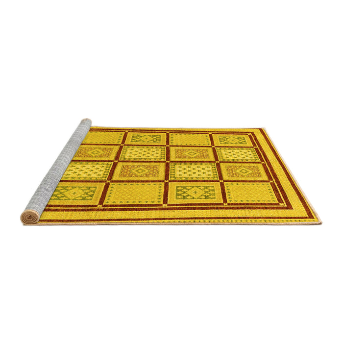 Sideview of Machine Washable Abstract Yellow Modern Rug, wshabs148yw