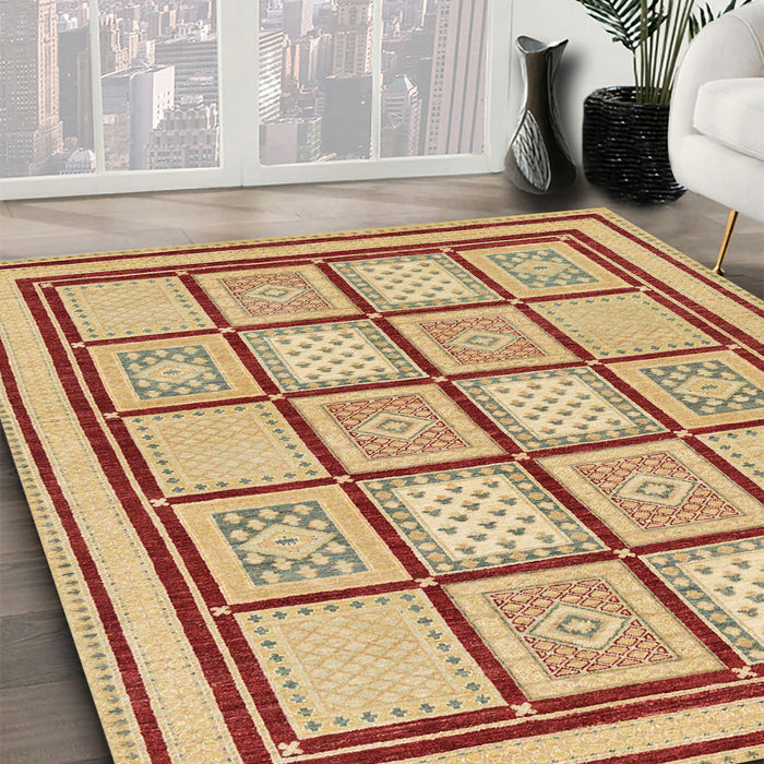 Abstract Red Modern Rug in Family Room, abs148